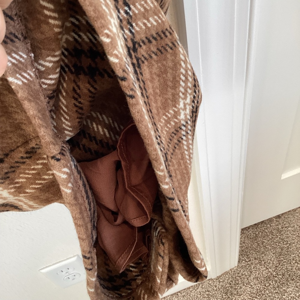 Anthropologie Strapless Belted Midi Dress New Plaid Brown Wool Size 2 - Picture 9 of 16